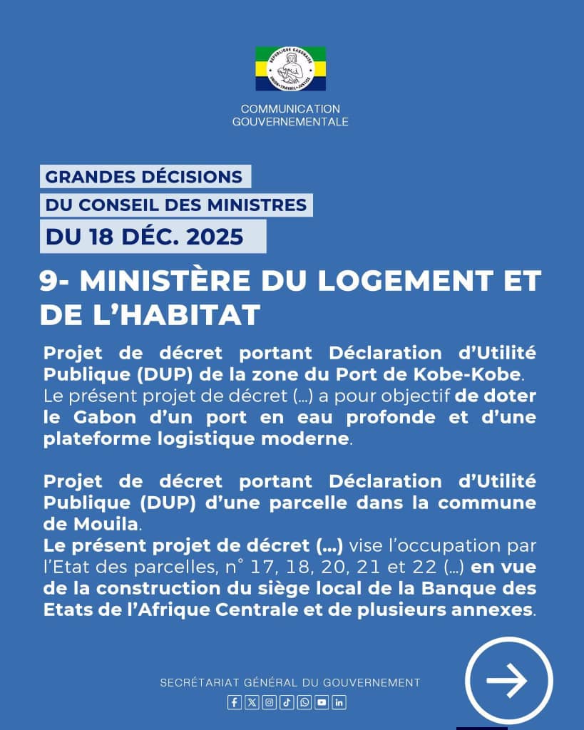 Grandes Décisions du Conseil des Ministres du 18 Décembre 2025